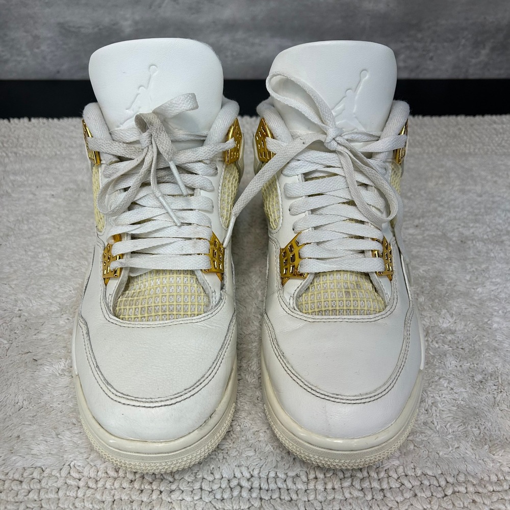 Nike Jordan 4 Retro Metallic Gold Womens 10 Sneakers Basketball Shoes